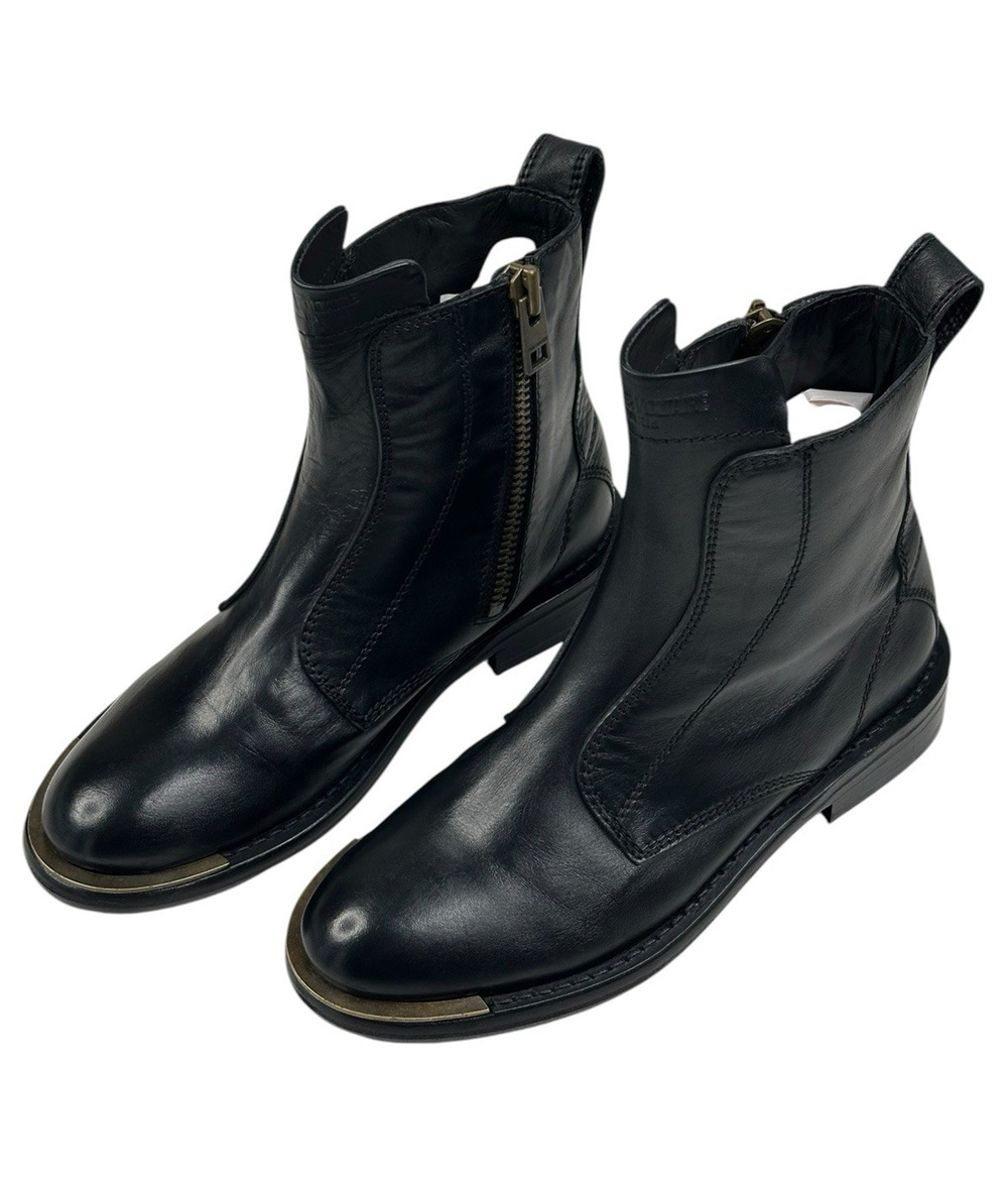 Zadig & Voltaire Laureen Black Leather Zip Booties Womens EU 38 US 7 New $598